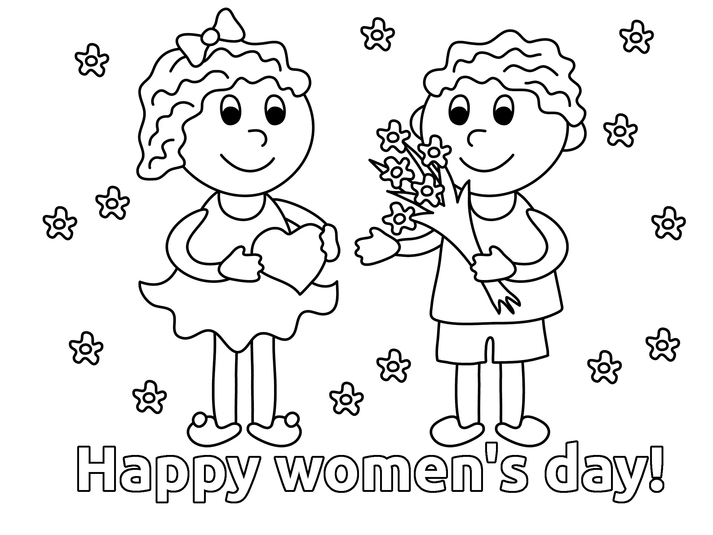 Coloring book boy with a bouquet of flowers for his friend